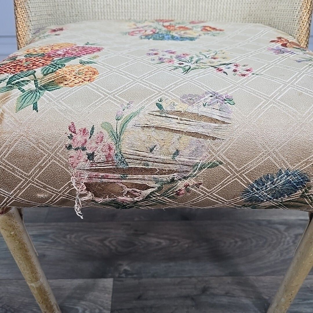 photo for sale Vintage Tub Chair Mid Century Rattan Loom Cane Bentwood Wicker Arm Seat Project