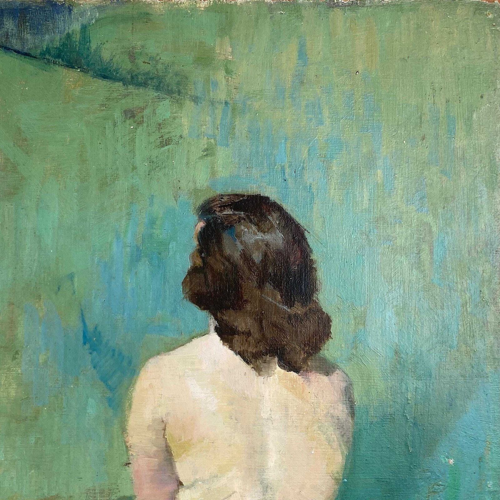 Gentle Rest – Study Of The Female Form Vintage Oil On Board Painting photo 385.0