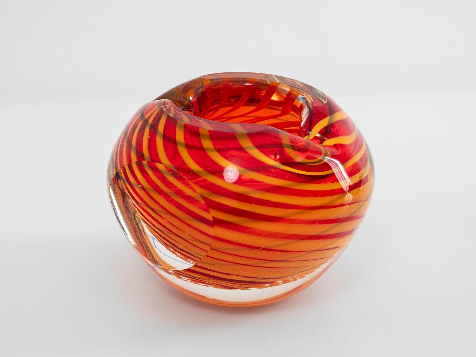 Red Yellow Striped Murano Glass Dish – Mid Century Ashtray Home Decor photo furniture