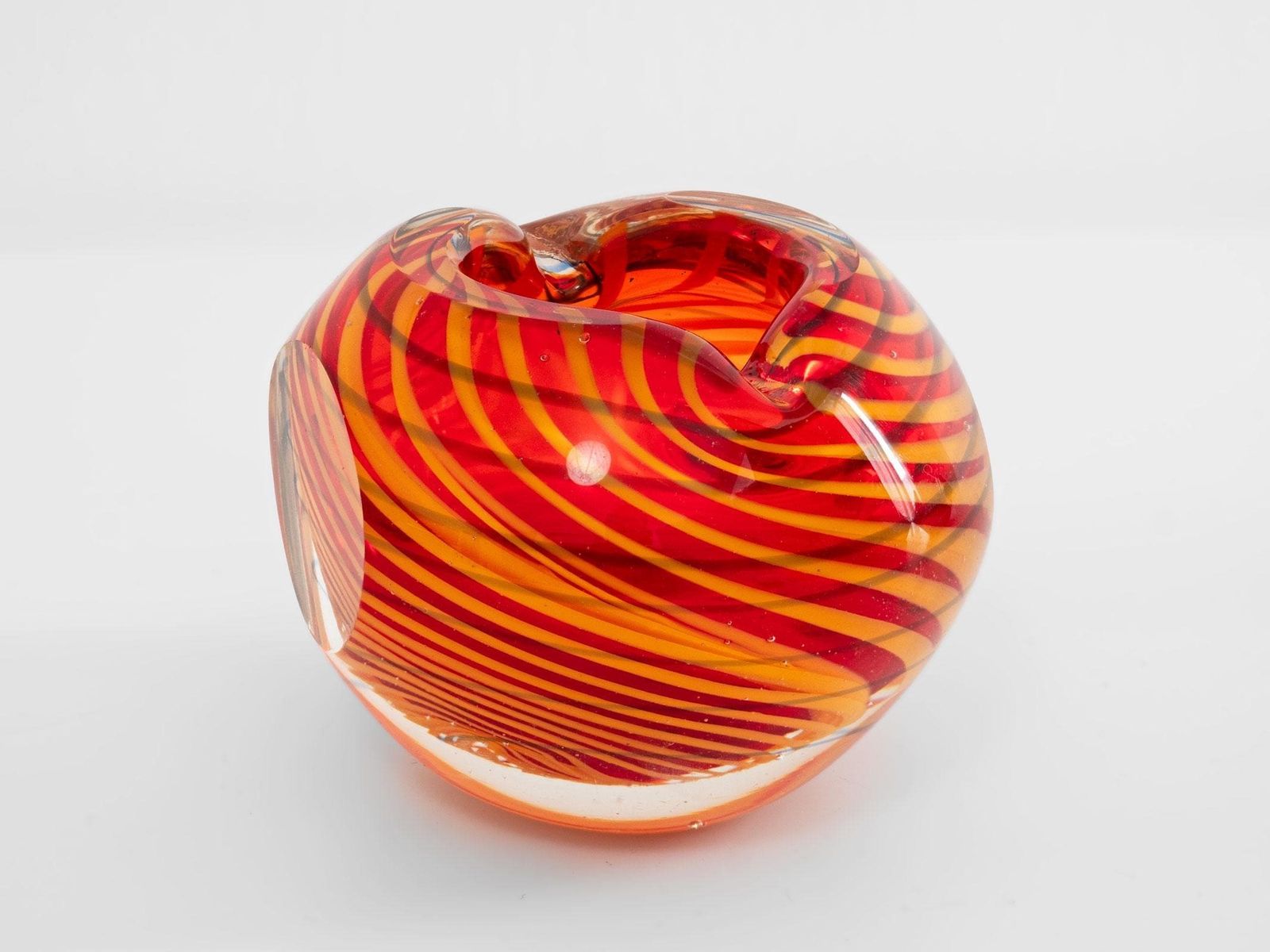Red Yellow Striped Murano Glass Dish – Mid Century Ashtray Home Decor photo 61.0