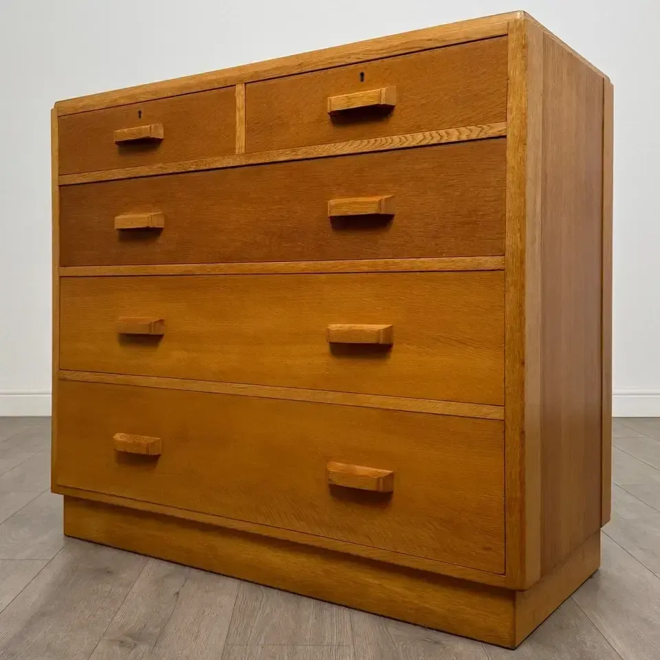 Vintage 20th Century Golden Oak Chest Of Drawers photo furniture
