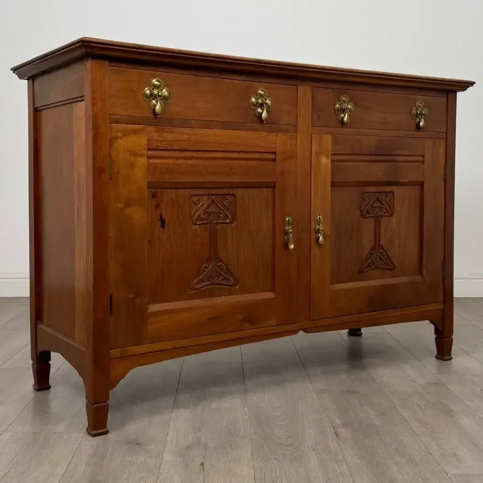 Antique 20th Century Art Nouveau Style Sideboard In Walnut photo buy