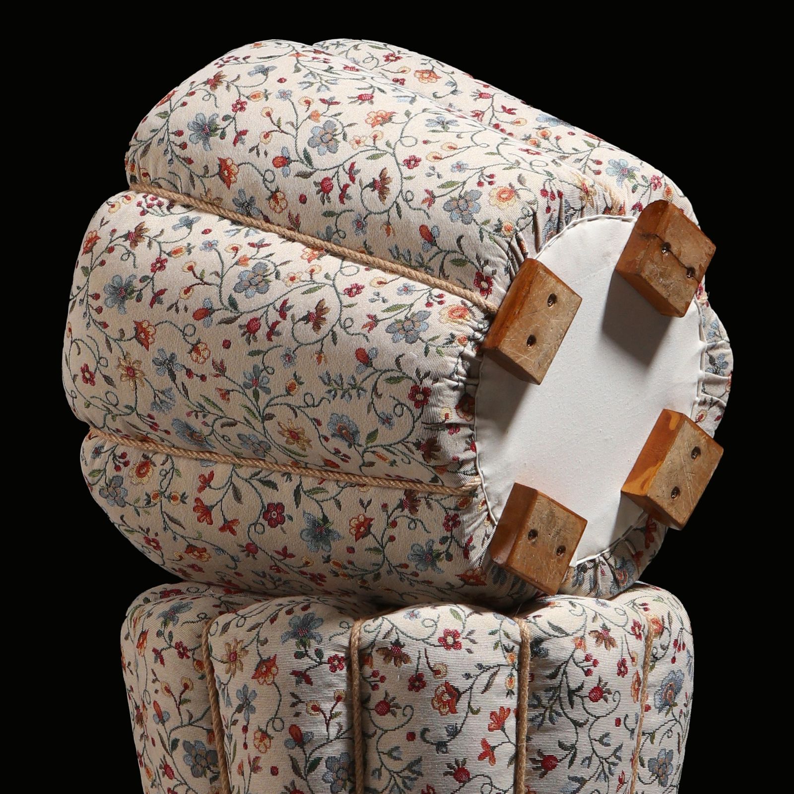 Jindřich Halabala Pair Of Art Deco Stools In Floral Fabric, 1930s photo 5000.0