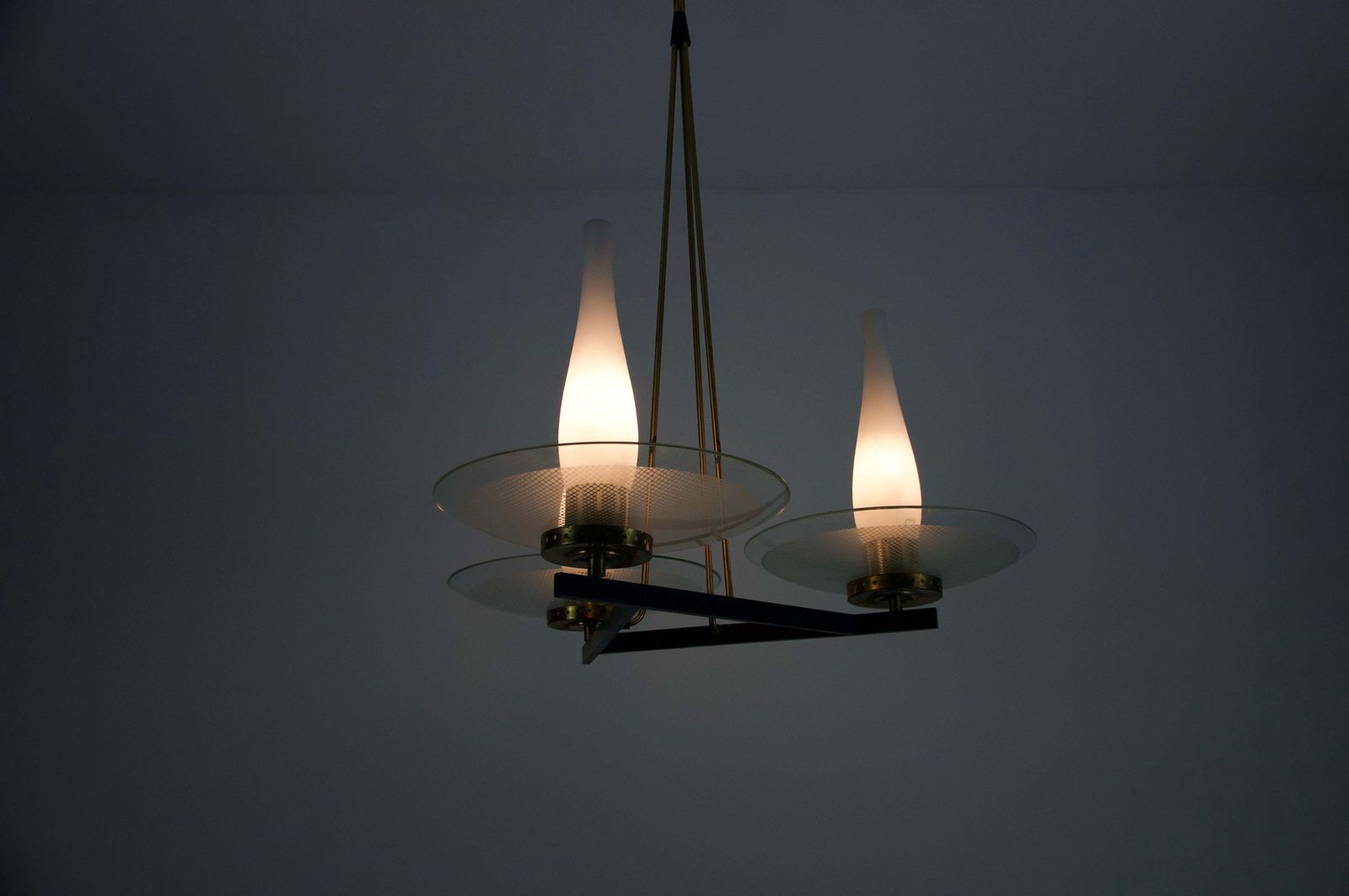 Exceptional Brass And Glass Chandelier By Stilnovo, 1960s, Italy photo furniture