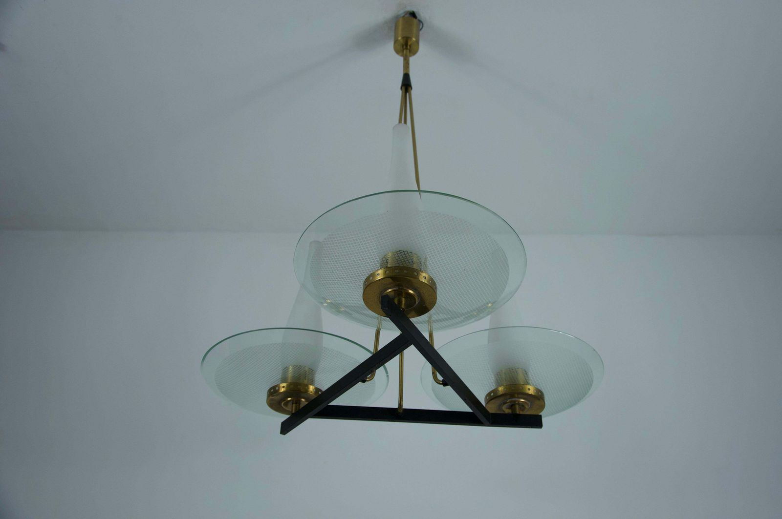 2177.0 Exceptional Brass And Glass Chandelier By Stilnovo, 1960s, Italy photo