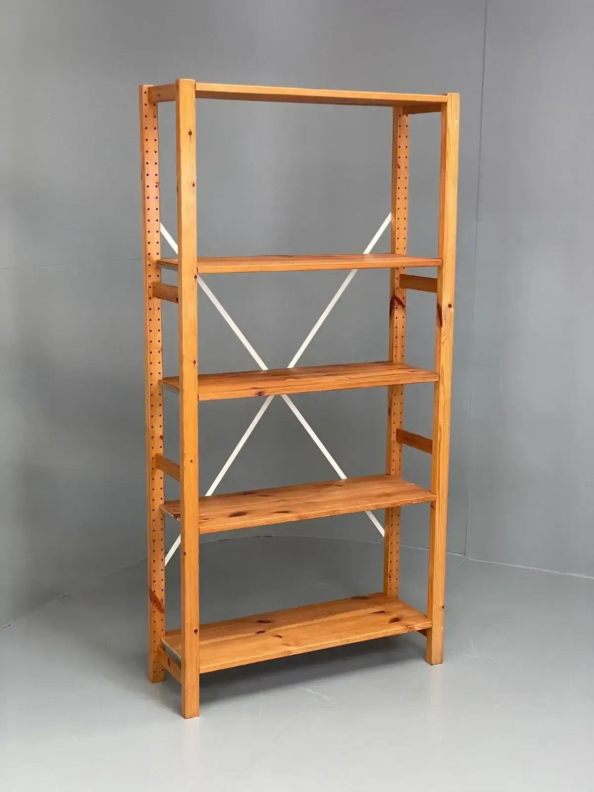 Pine Open Shelving Unit Adjustable Retro Scandi Solid