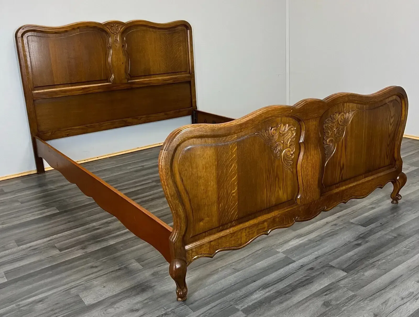 Bed Vintage French Louis XVI Style Oak Double Frame Carved Headboard Lot 2758 photo furniture