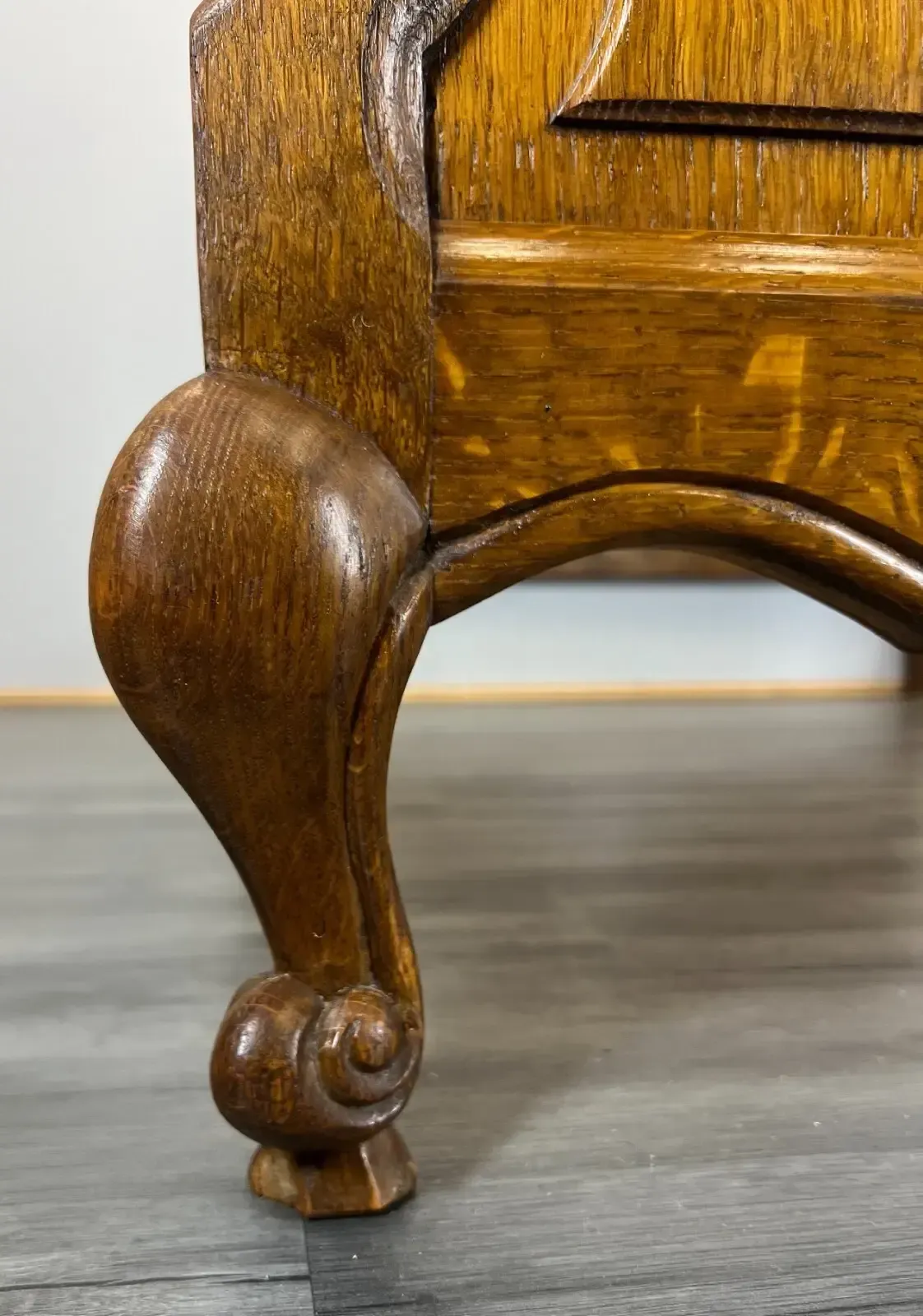 Bed Vintage French Louis XVI Style Oak Double Frame Carved Headboard Lot 2758 photo vinterior