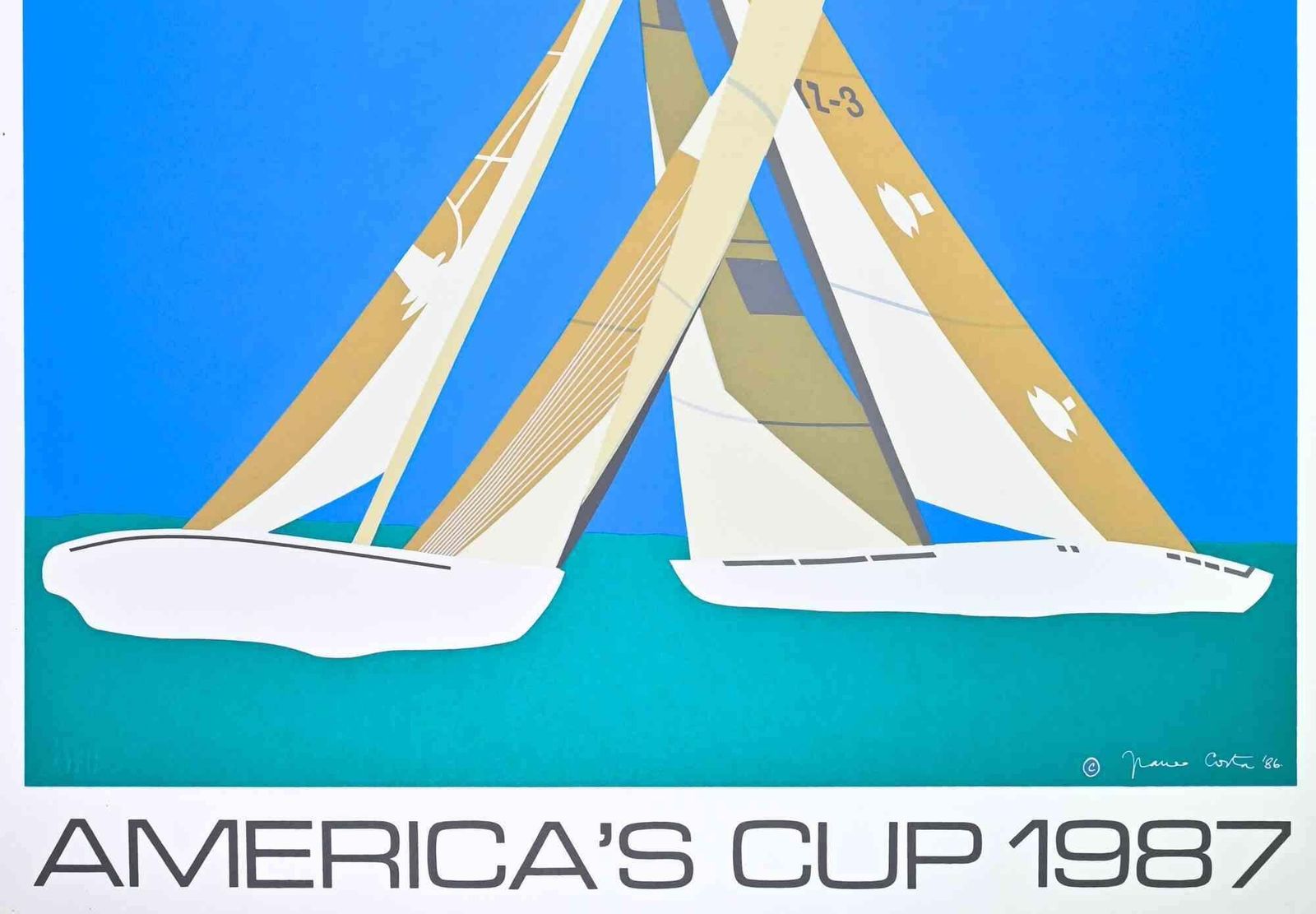 Franco Costa America's Cup 1987   Screenprint By Franco Costa   1986. photo furniture