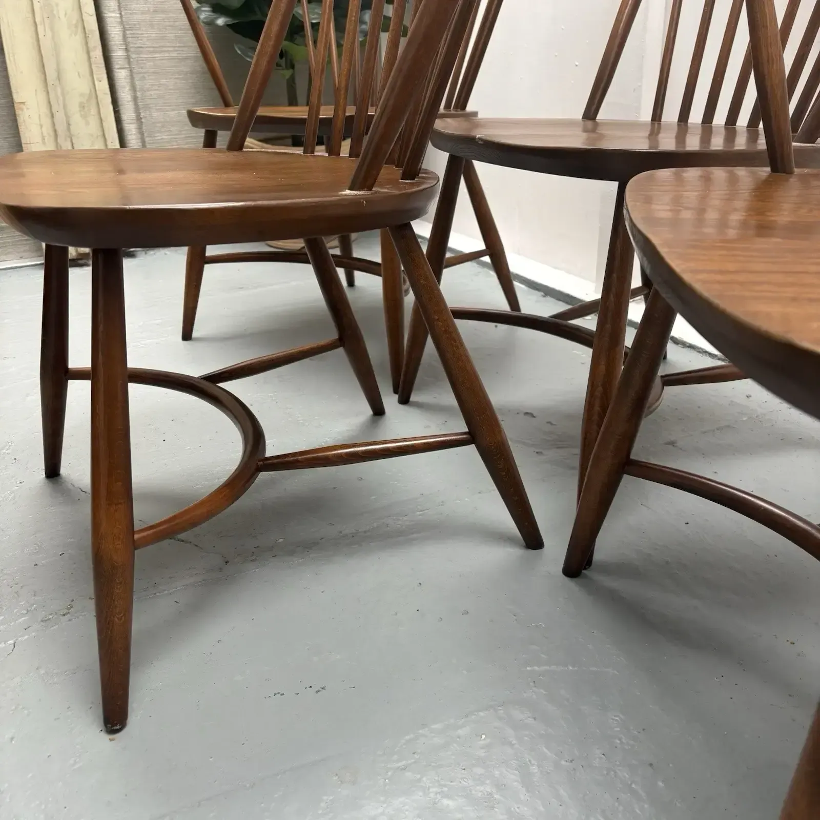 4 Ercol Dining Chairs Cryoline Stretcher Model 909 2 Rare Carvers Golden Dawn photo buy