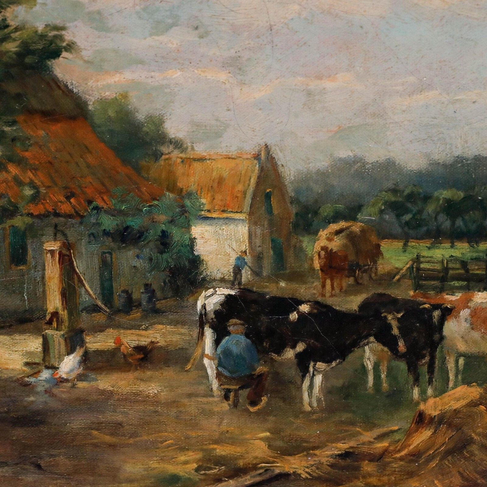 A. Coupey   Framed Early 20th Century Oil, Farming Duties photo buy