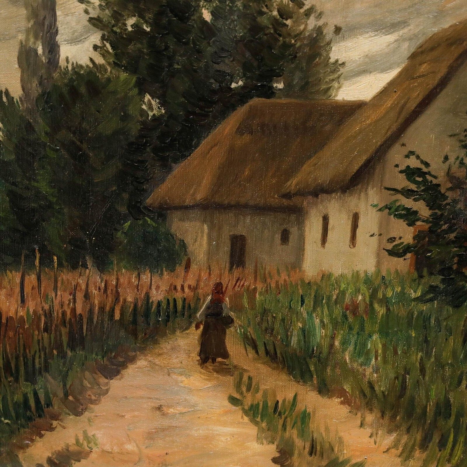 Sandor Papp (1868 1937)   Early 20th Century Oil, The Farmer's Wife photo vintage