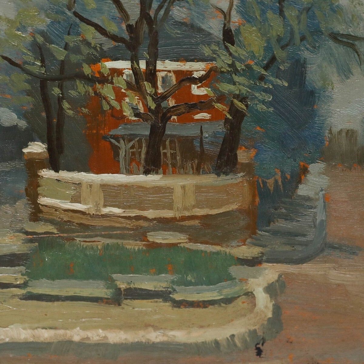 Rachel Le Bas Neac (1923 2020)   Framed Mid 20th Century Oil, Park Walk photo for sale