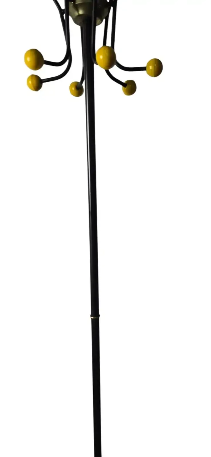 Vintage Mid Century Modern Coat Stand   Atomic Yellow Ball Finials   1960s photo for sale