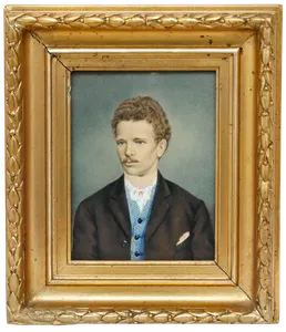 The Franquet Portraits   19th Century Gouache, Young Franquet photo furniture