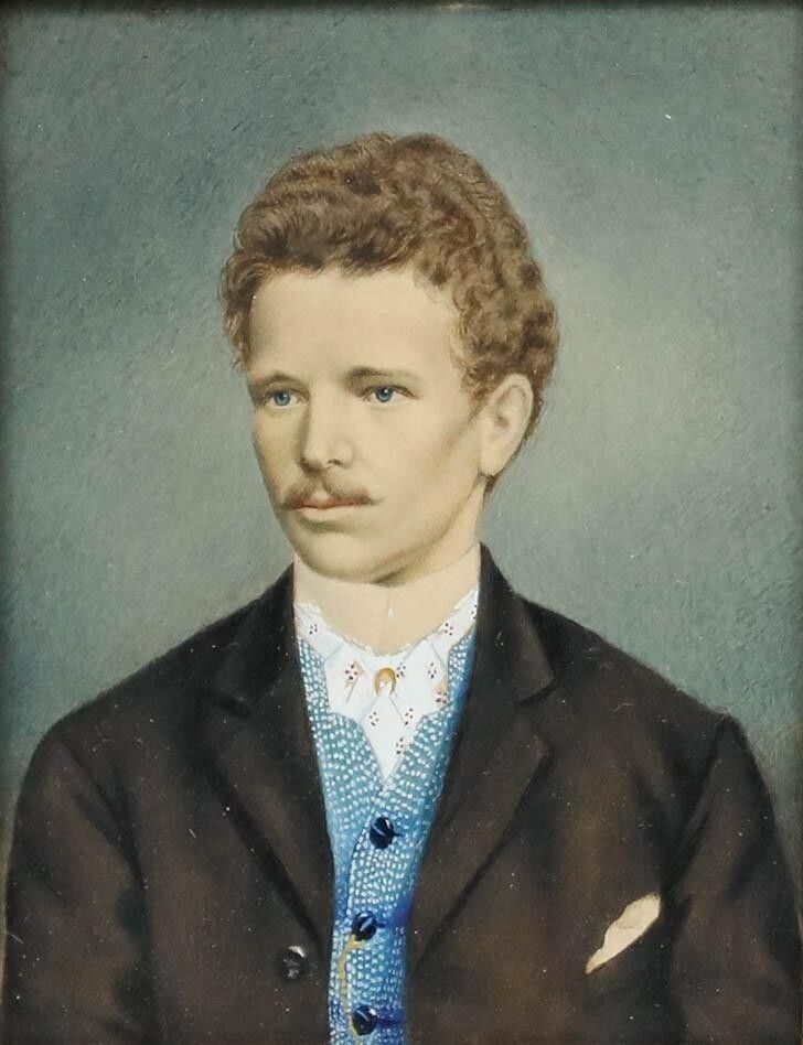The Franquet Portraits   19th Century Gouache, Young Franquet photo for sale