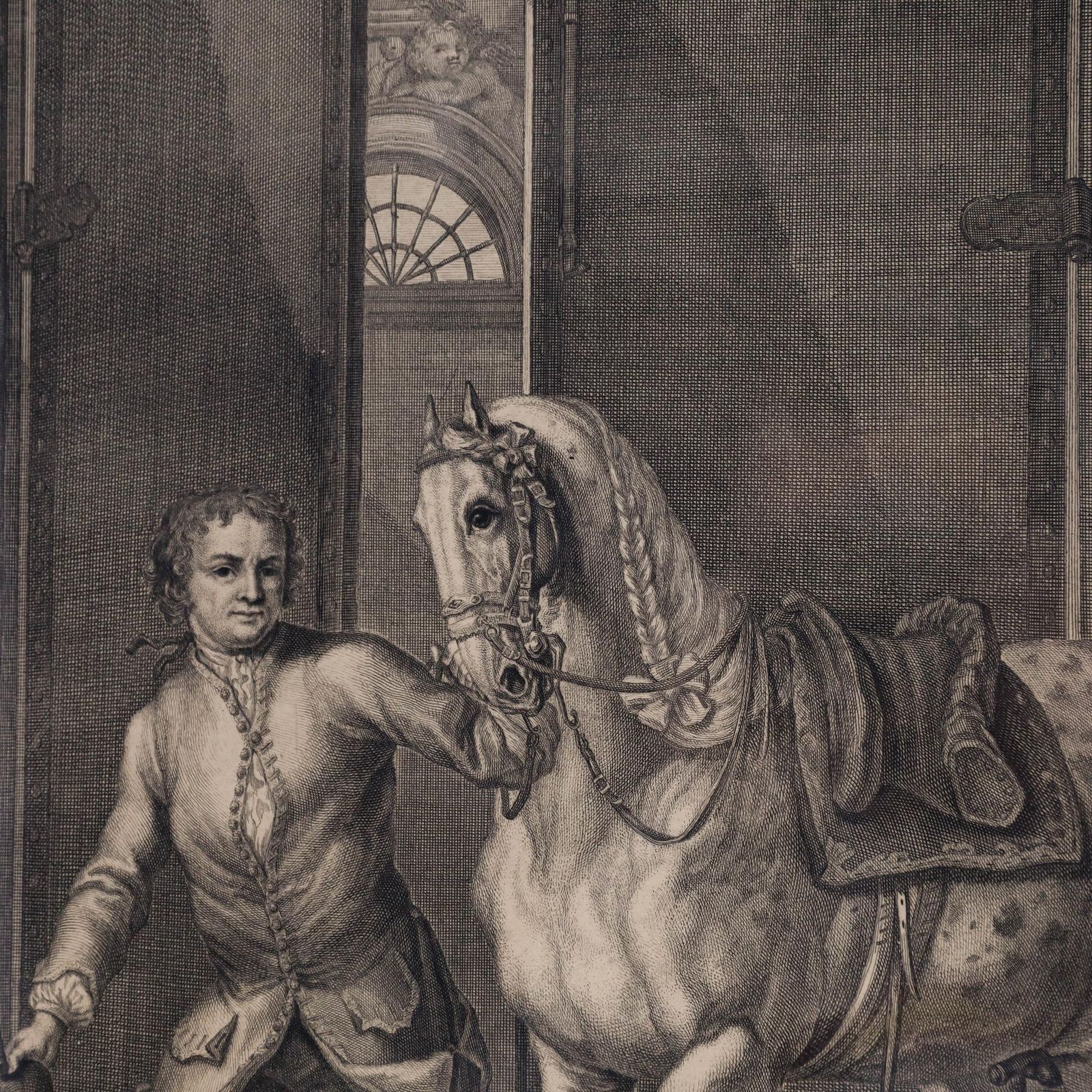 Johann Elias Ridinger (1698 1767)   Framed 1734 Engraving, The New Riding School photo Art