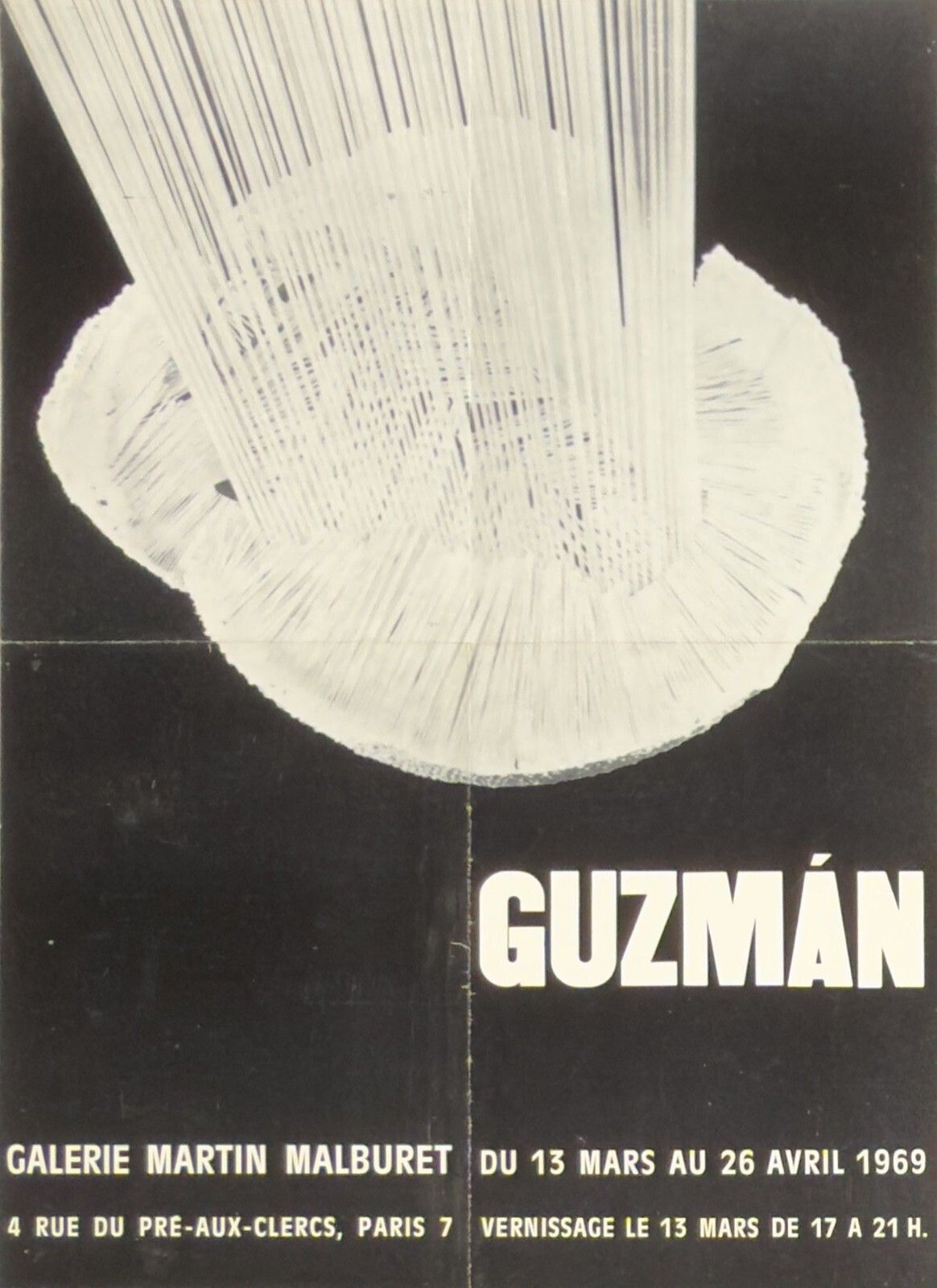 Alberto Guzman Poster Exhibition Paris Galerie Martin Malburet Paris 1969.