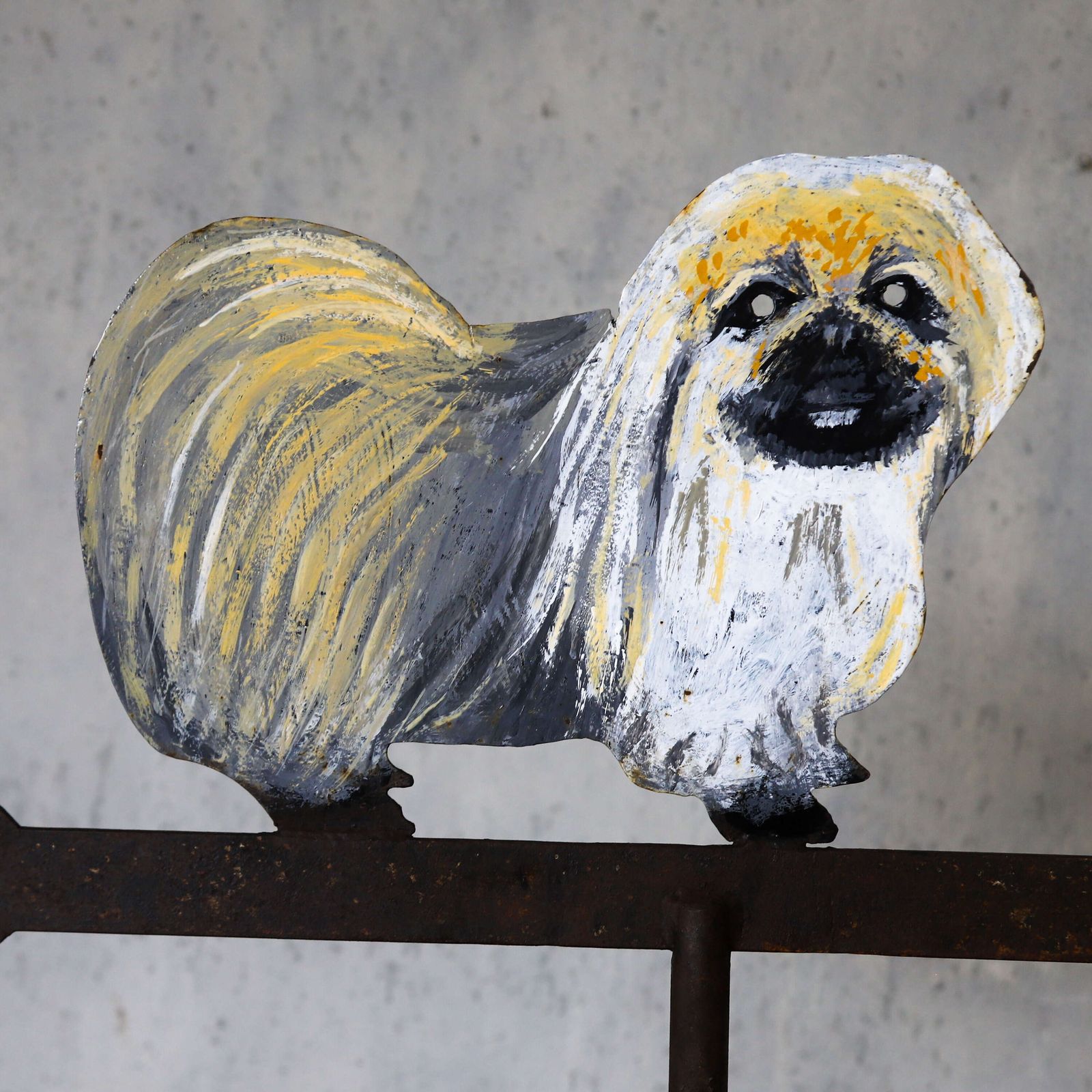 Tibetan Terrier Weather Vane, English Folk Art Metalwork, Circa 1970 photo Art