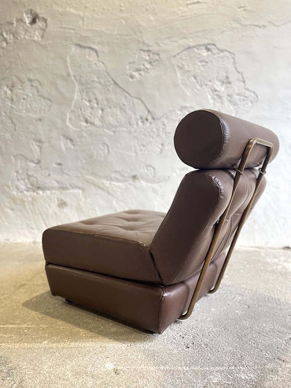 Vintage Yugoslav Design Convertible Leather Chair Bed 1970s photo 495.0