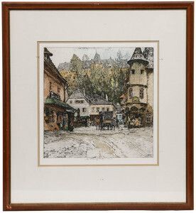 Luigi Kasimir (1881 1962)   Framed 1926 Etching, View Of Greinwinter photo furniture