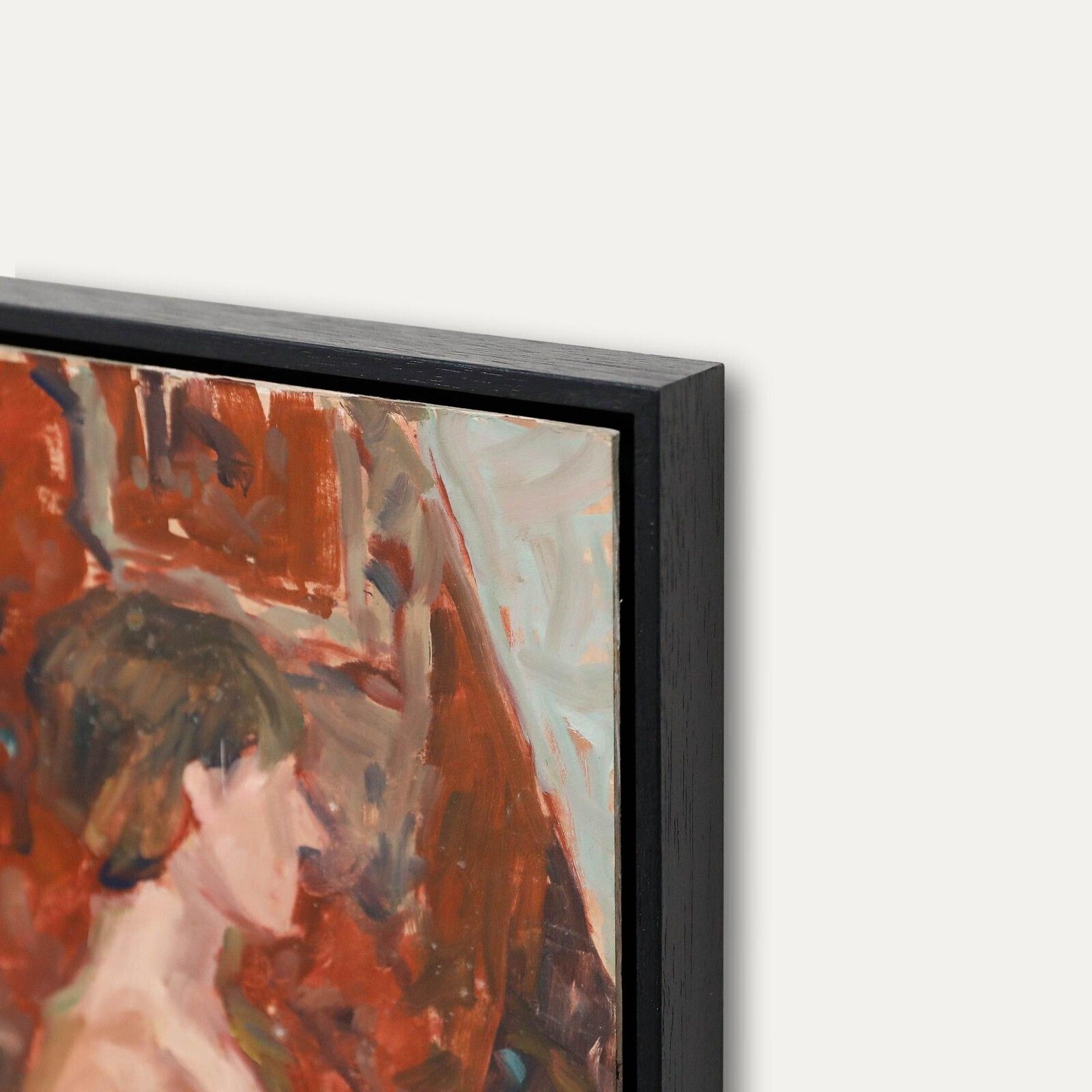 Pauline Plummer (B.1933)   Framed 20th Century Oil, Nude On Red Textile photo vintage