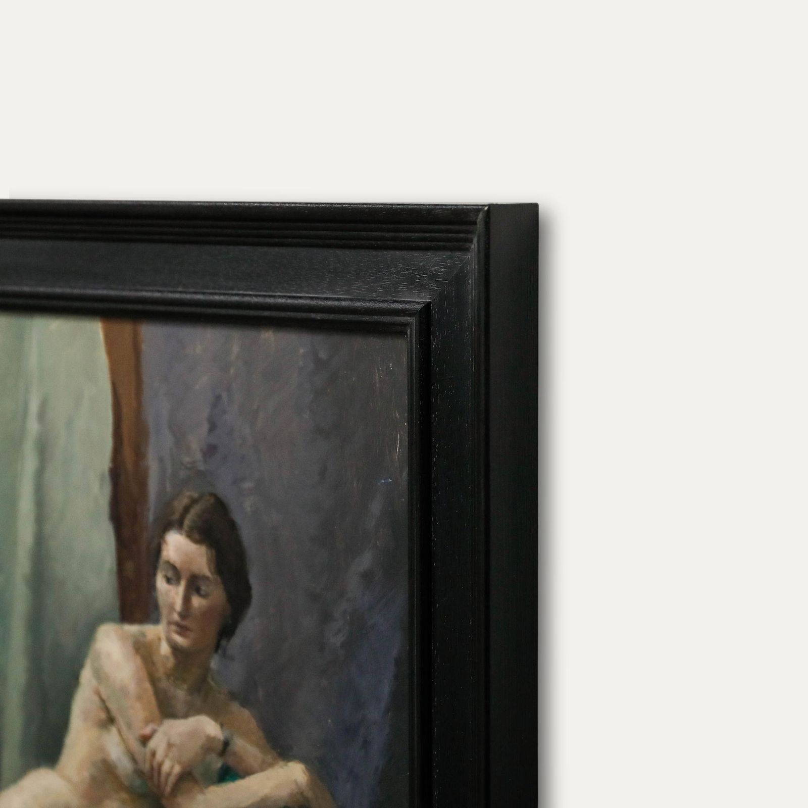 Pauline Plummer (B.1933)   20th Century Oil, Nude On A Striped Blanket photo vintage