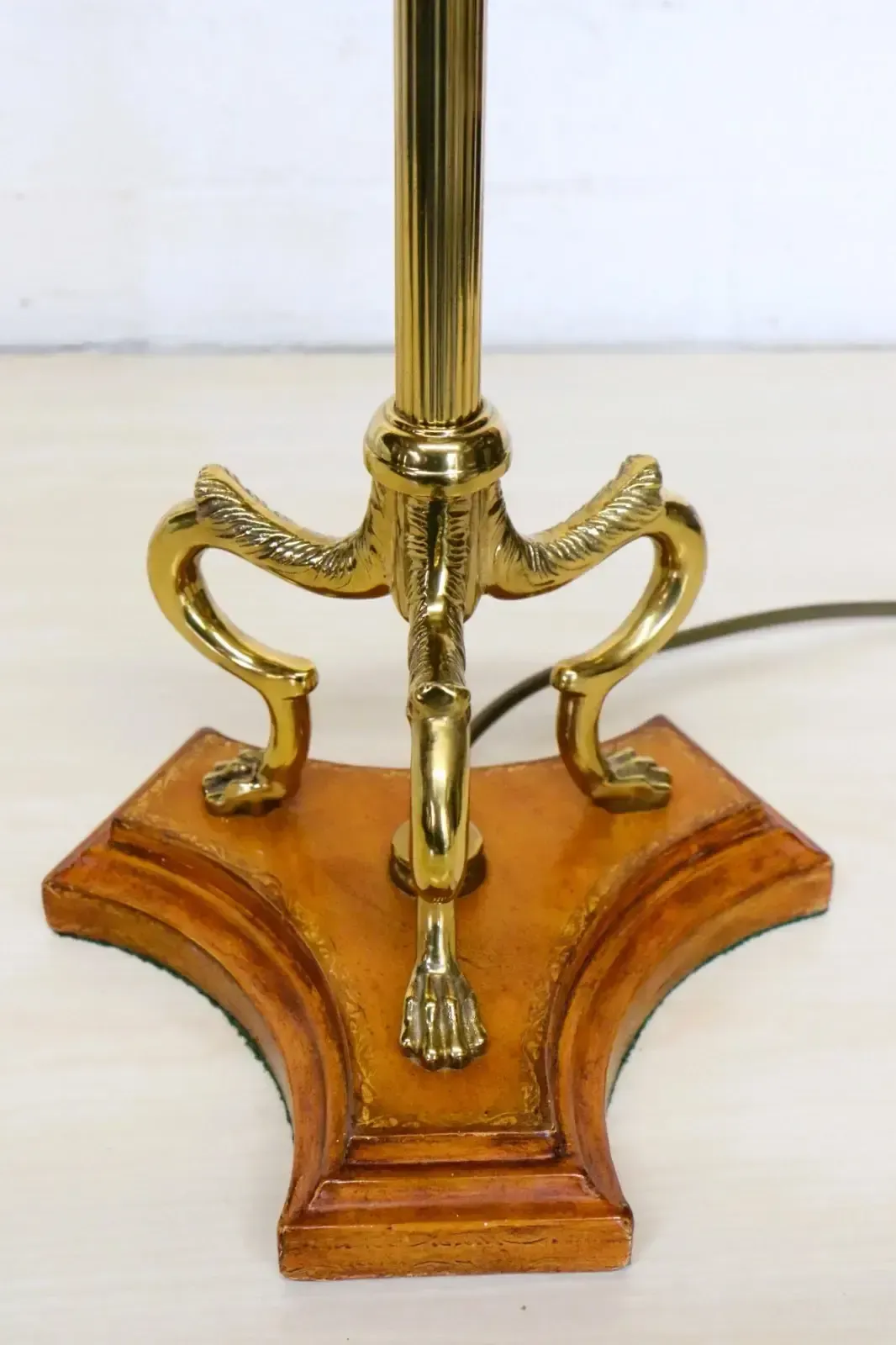 photo furniture Table Lamp A Vintage Tall Brass Lamp Glass Milk Glass Globe Shade French Empire