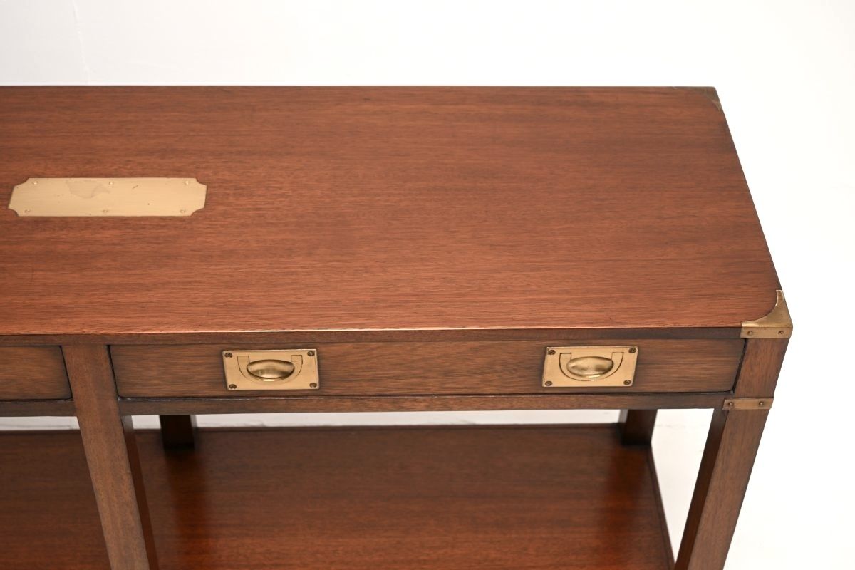 photo furniture Antique Military Campaign Style Mahogany And Brass Console Table