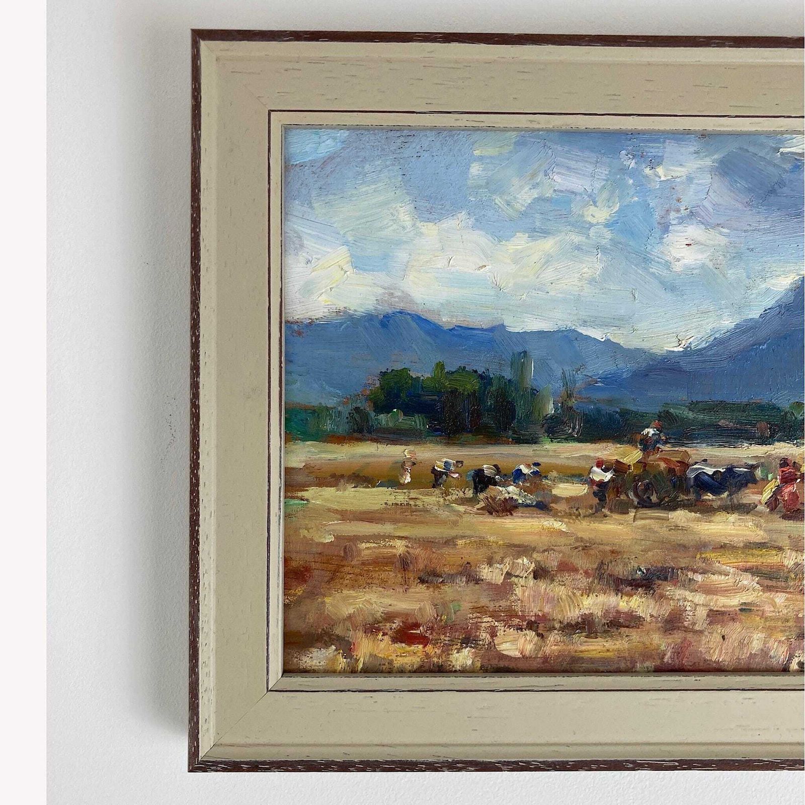 Harvest Time   Small Original Vintage Spanish Oil Painting Of A Golden Landscape photo 445.0