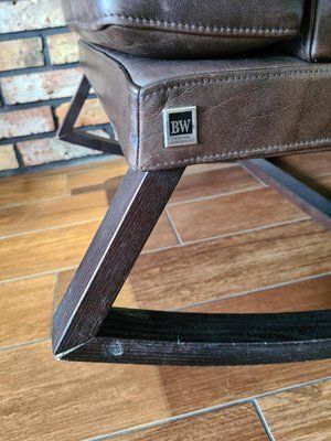 Handcrafted Leather Rocking Chair From Bw Bielefelder Werkstätten, Germany, 2010s photo buy