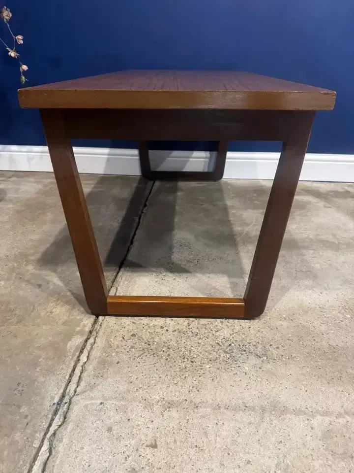 photo vinterior Vintage Teak Coffee Table By Europa Low Mid Century Side Table Plant Stand