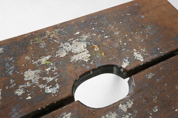 Industrial French Wooden Painters Stool, 1930s photo 1245.0