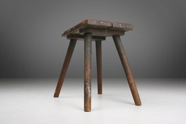 Industrial French Wooden Painters Stool, 1930s photo vinterior