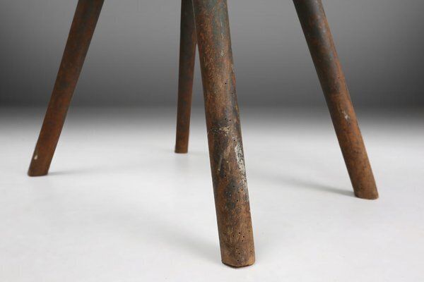 Industrial French Wooden Painters Stool, 1930s photo vintage