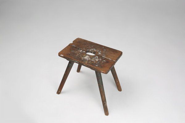 photo for sale Industrial French Wooden Painters Stool, 1930s