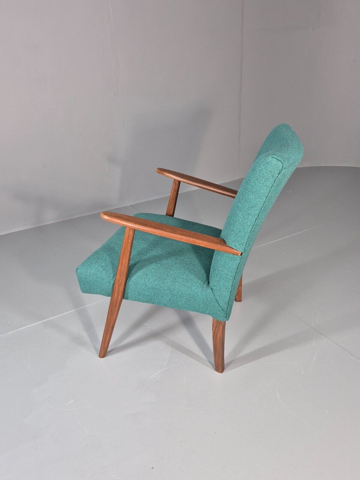 Furniture Vintage Mid Century Teak Lounge Chair New Upholstery Retro 1960s Eb11814 Mnor photo