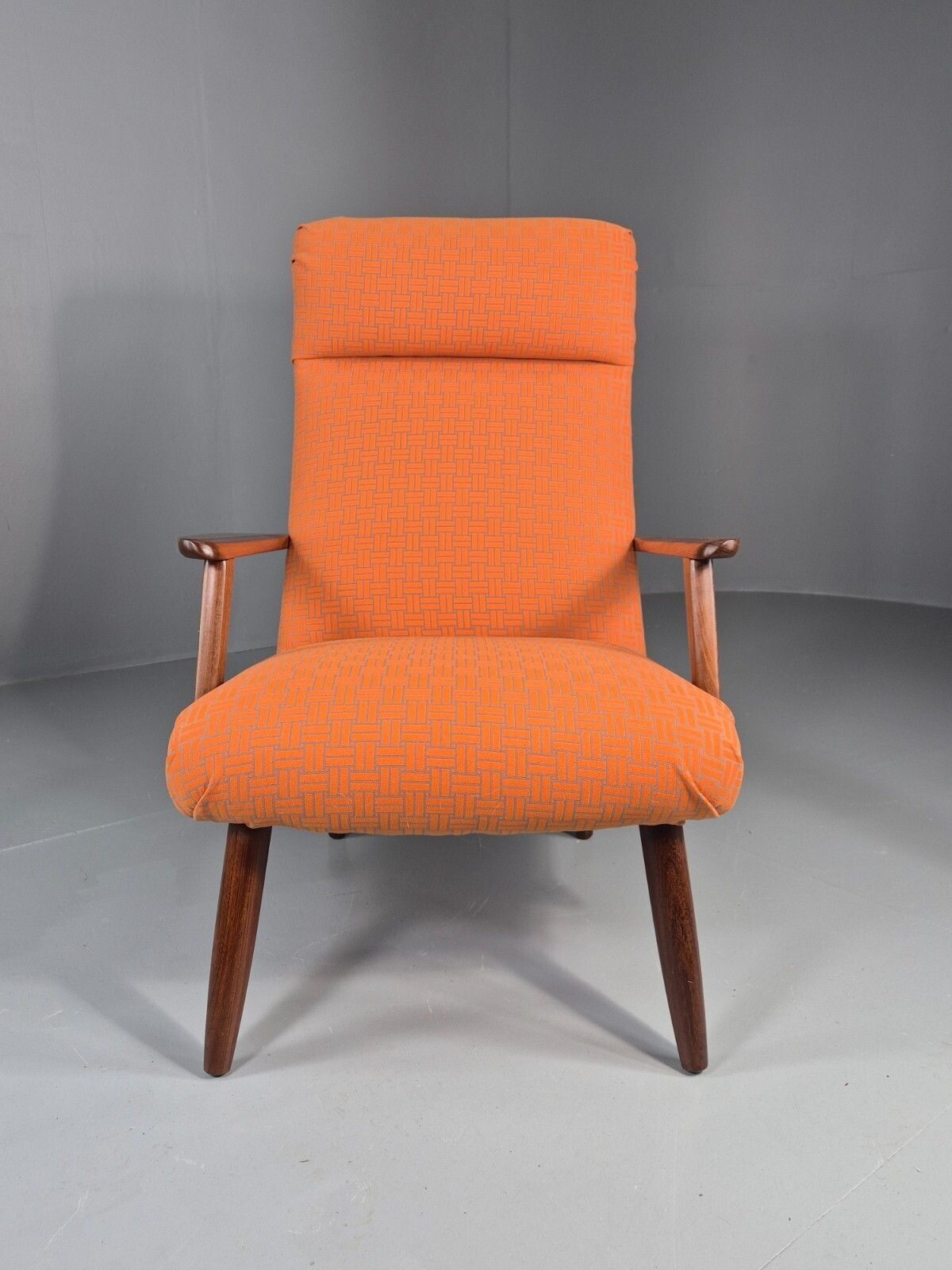 Vintage Danish Lounge Chair Teak Frame Mid Century New Upholstery photo vinterior