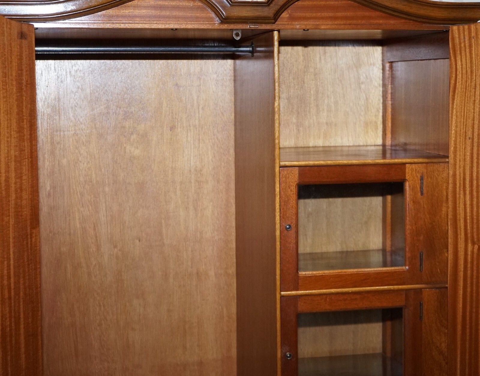 photo for sale Art Deco 1920's Queen Anne English Burr Walnut Two Door Wardrobe