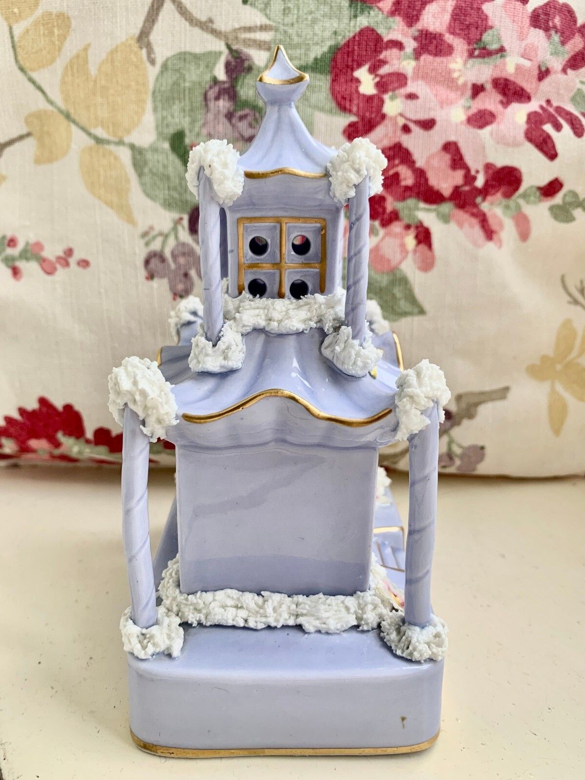 Rare 19th Century Staffordshire Pastille Burner, Lilac Glaze, Pagoda photo Home Decor