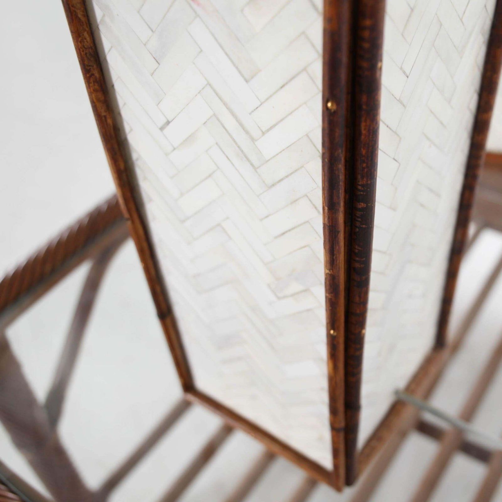 photo for sale Pair Of Bones Marquetry And Rattan Lamps