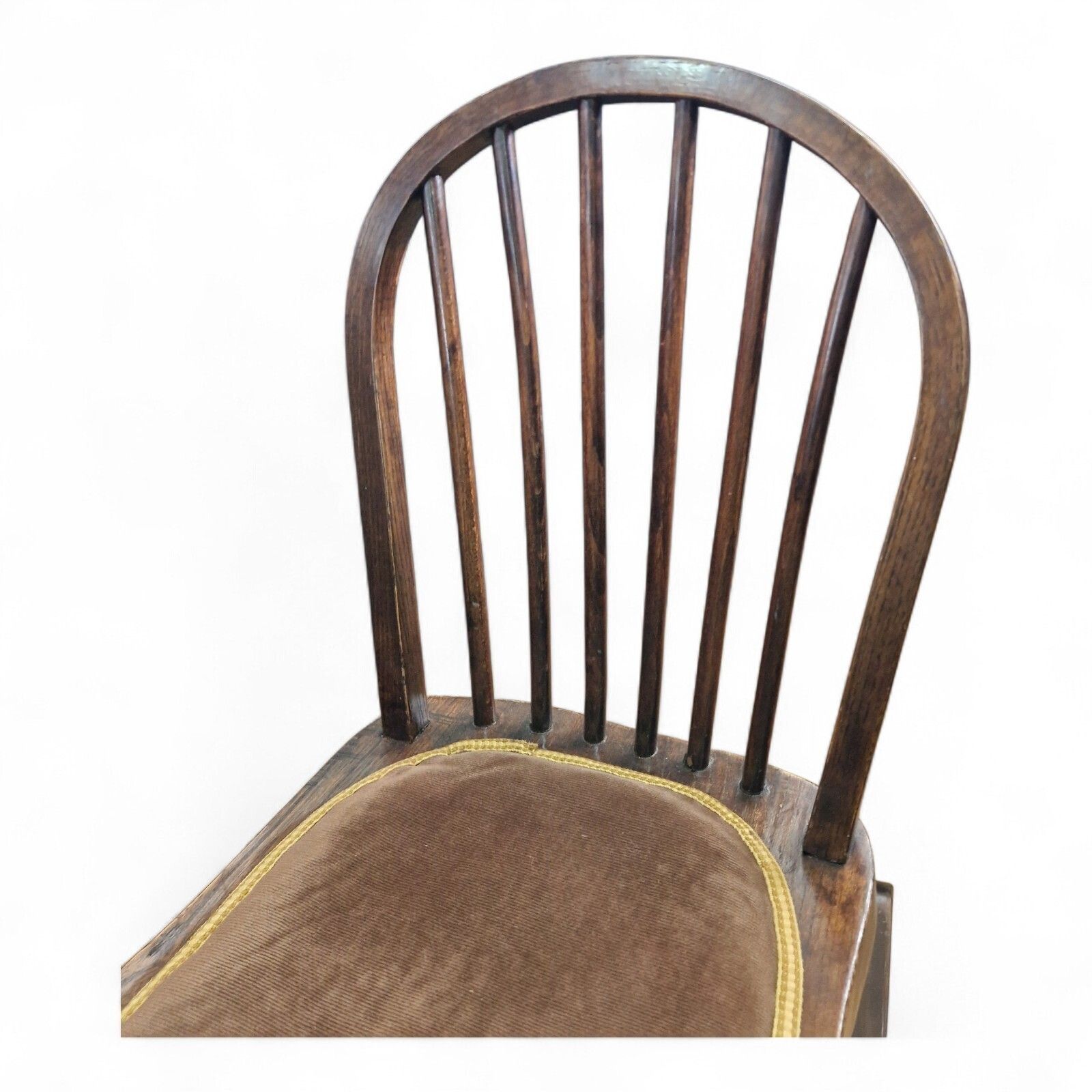 Vintage Farmhouse Rocking Chair Antique Spindle Back Oak Country Charm Seat photo vinterior