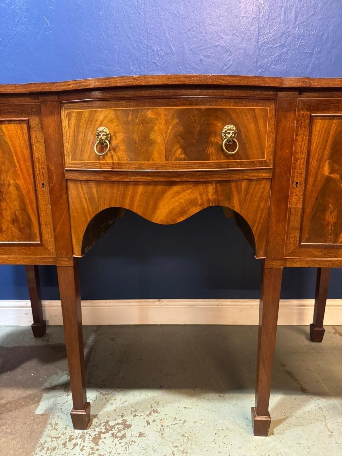 Antique Mahogany Regency Style Serpentine Sideboard Dressing Table Furniture photo vinterior