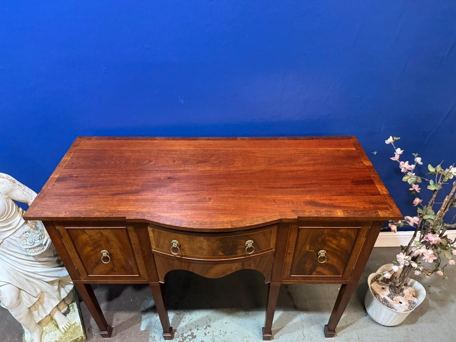 Antique Mahogany Regency Style Serpentine Sideboard Dressing Table Furniture photo vintage
