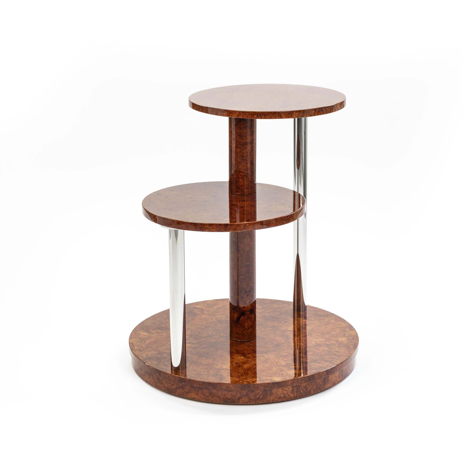 French Art Déco Multi Level Amboyna   Stainless Steel Coffee Table 1930s photo Furniture