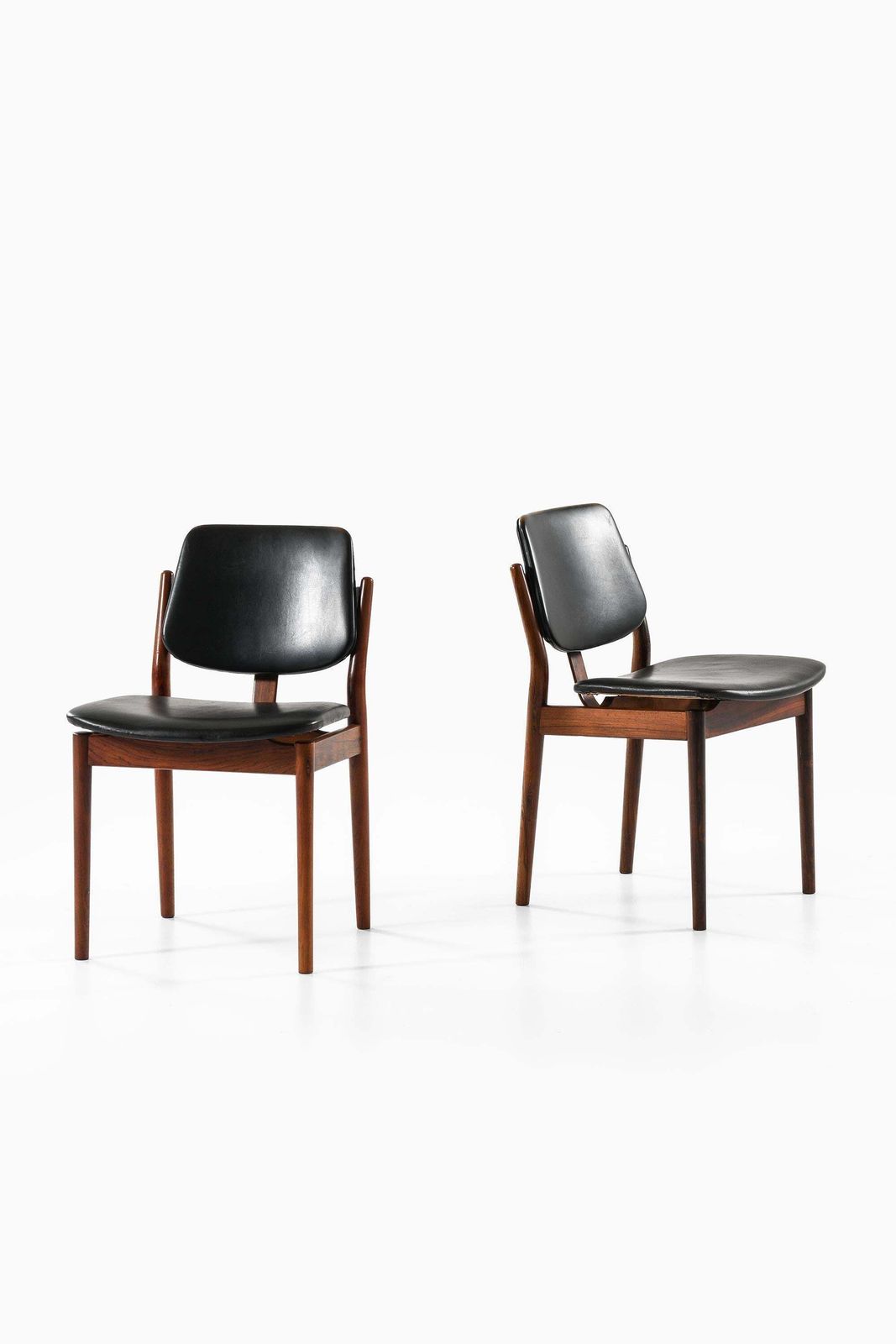 Rare Set Of 6 Dining Chairs In Leather And Rosewood By Arne Vodder, 1960s photo 9284.0