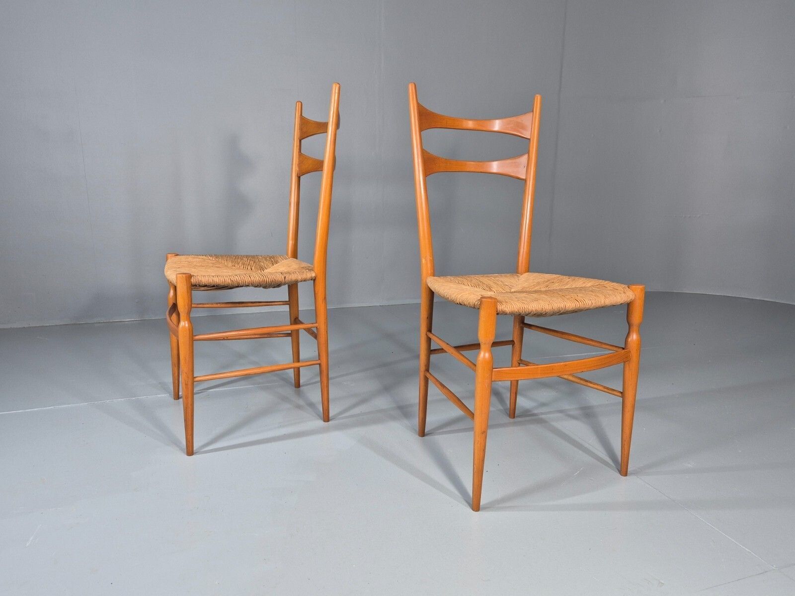 2 1950s Italian Wanut Dining Chairs Chiavari Mid Century Modern Mdin photo furniture