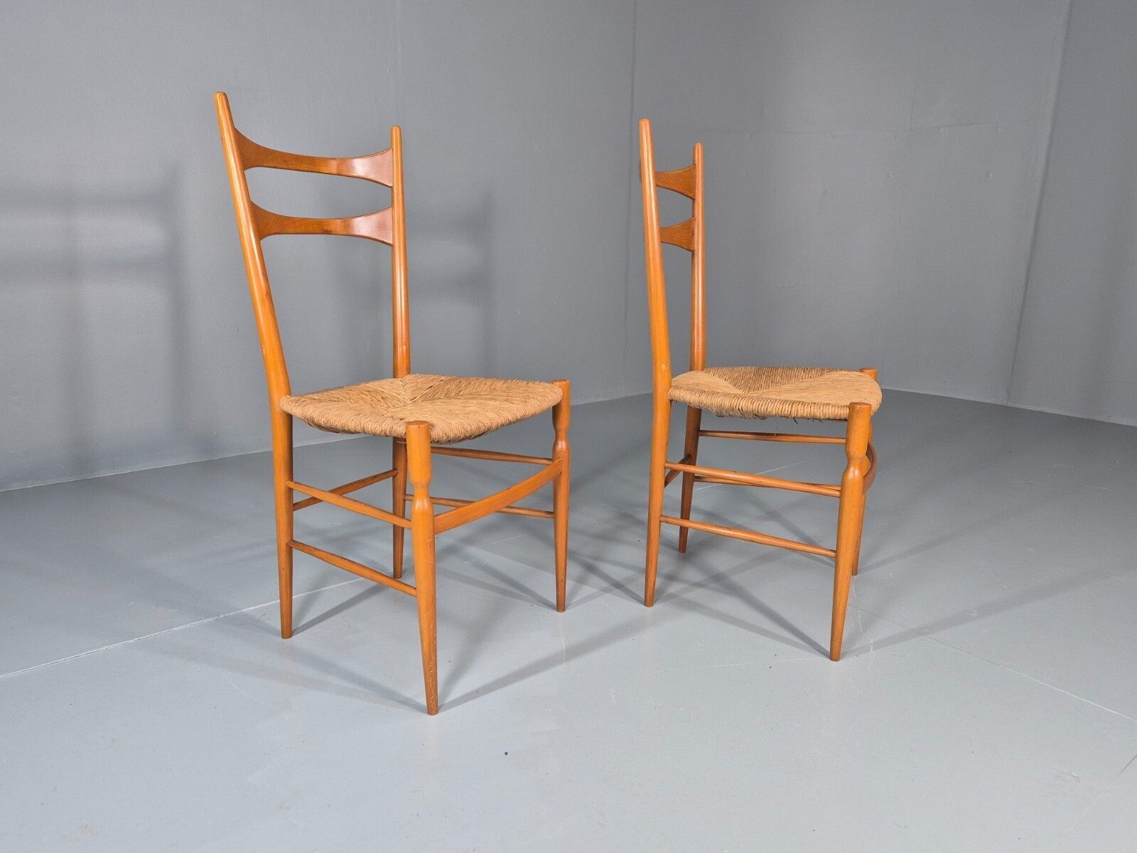 2 1950s Italian Wanut Dining Chairs Chiavari Mid Century Modern Mdin photo 350.0