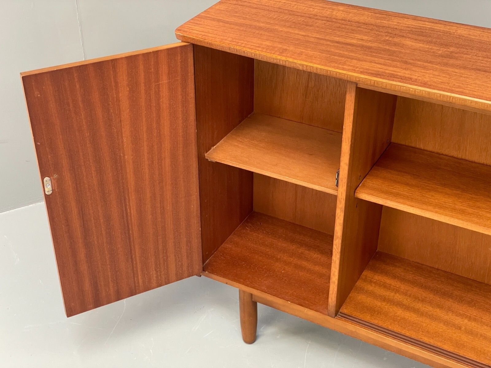 Vintage 1960s Glazed Bookcase Cabinet Teak Shelving Cupboard Eb11808 Mwoo photo 375.0