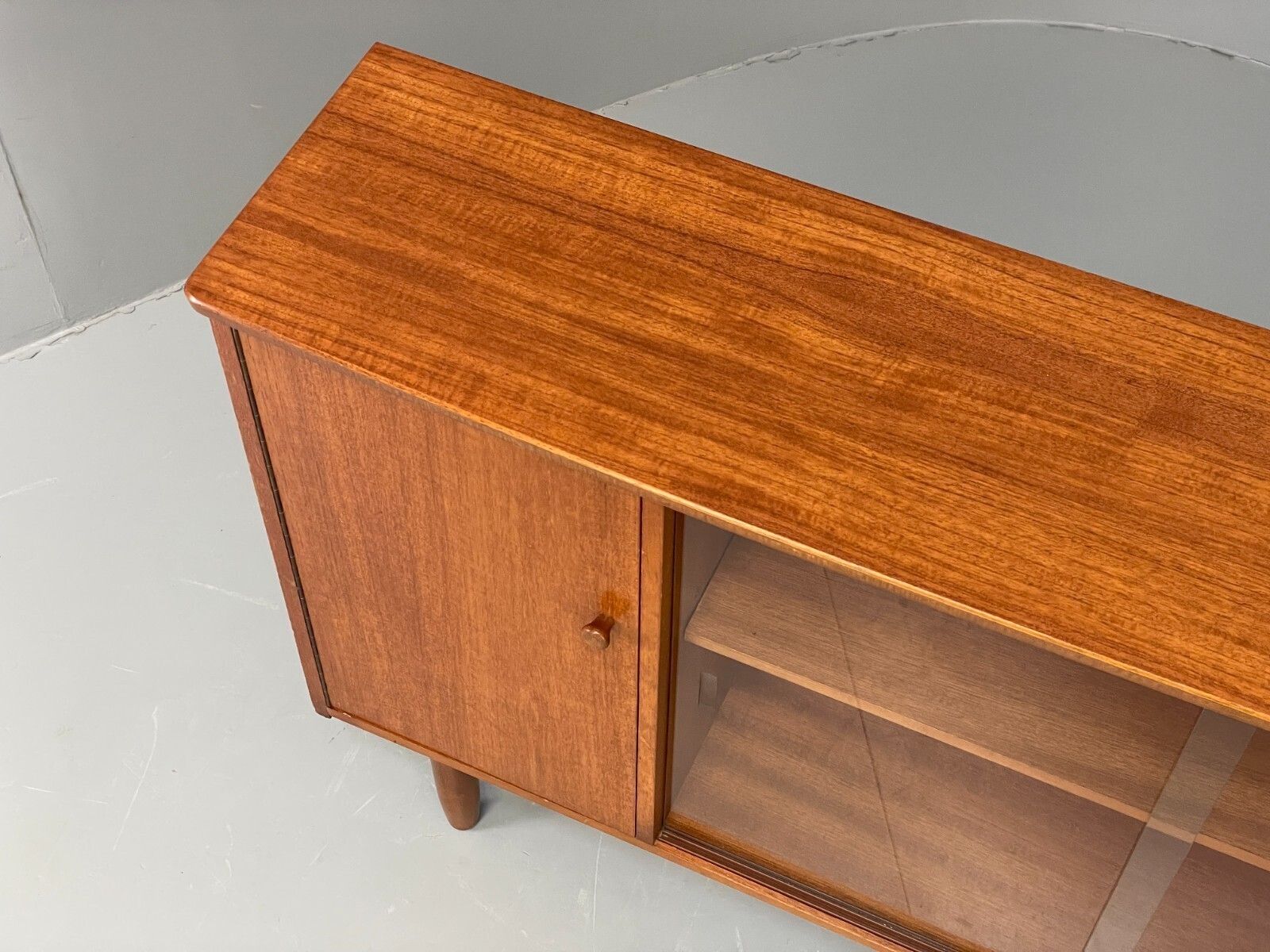 Vintage 1960s Glazed Bookcase Cabinet Teak Shelving Cupboard Eb11808 Mwoo photo buy